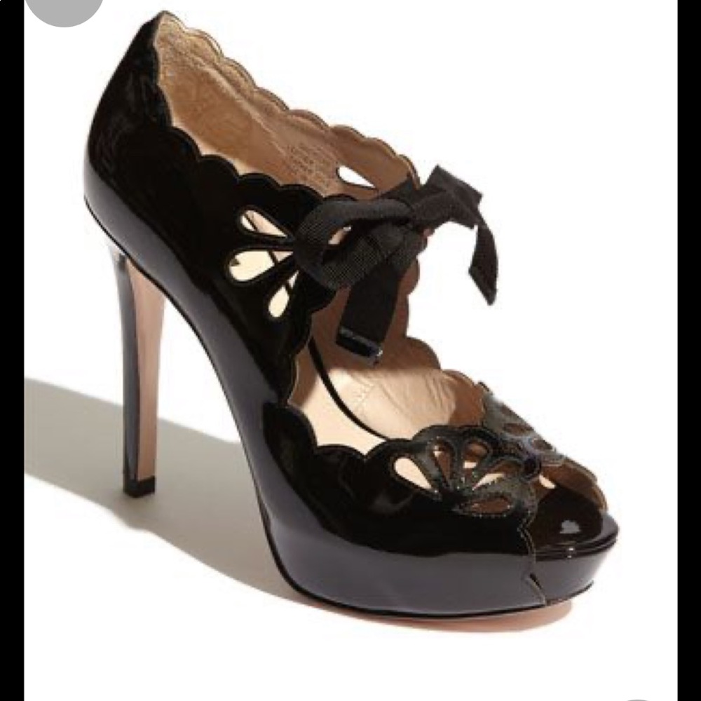 Joan & David size 6 patent stiletto sandal bootie